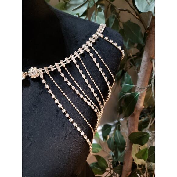 Womens Multilayer Rhinestone Shoulder Chain Lingerie Decorative Bridal Jewelry - Picture 5 of 7